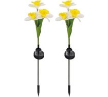 Solar-Gartenlichter, Narzissen-Lichter, 70 cm, wasserdicht, IP65, dekorative Lampen für den Außenbereich, mit Lichtsteuerung, für Hochzeit, Party, Terrasse, Rasen und Hoflandschaft, Weiß, 2 Stück