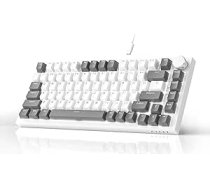 AK820 Grey White Wired Mechanical Keyboard, Gaming Keyboard Tastertur White Light|Volume Control|82 taustiņi|PBT Keycaps|Poron Cotton|Hot Swappable keyboard gaming tastatur 75 prozent tastatur