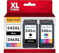 HALLOLUX PG-545XL, CL-546XL, PG545, CL546 XL kasetnes printeriem Canon 545, 546 XL, PG 545XL, CL 546XL, Pixma MX490, MX495, TR4550, TR4551, MG2550s, MG2555s, TS3150, TS3151 (1 melns, 1 krāsains)