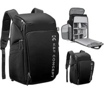 K&F CONCEPT Camera Backpack, Foto mugursoma fotogrāfiem, Kameras mugursoma ar 15,6 collu klēpjdatora nodalījumu, saderīga ar Canon/Nikon/Sony/DJI Mavic dronu (Alpha Backpack 25L), melna