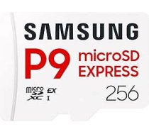 Samsung P9 Express microSD Express 256 GB, ātrgaitas spēļu atmiņas karte Nintendo Switch 2, līdz 800 MB/s nolasīšanai, līdz 200 MB/s ierakstīšanai, 4K UHD video, konsolēm un kamerām, MB-MK256T/WW
