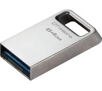 Kingston DataTraveler Micro USB zibatmiņas karte 64GB 200MB/s Metal USB 3.2 Gen 1 - DTMC3G2/64GB, sudraba krāsā