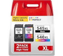 545XL 546XL Multipack saderīgs ar Canon printeru kasetnēm 545 546 PG-545 CL-546 ar Canon Pixma MX495 kasetni TR4550 TS3300 MG2555s TS3351 TS3151 TS3451 MX490 TS3150 (5 45 XL melns, 546 XL)