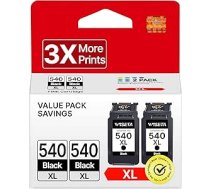 WISETA PG-540 XL kasetnes Canon printeru kasetnēm 540 saderīgas daudzpaku tintes kasetnes Pixma TS5150 MG3650 MG3600 MG4250 MX475 MX375 MX375 MX535 MG3150 MG3500 kasetnēm (2 melnas)