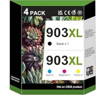 GoToners 903XL Multipack printeru kasetnes saderīgas ar HP 903 XL saderīgas ar HP Officejet 6950 6951 6954 6956 6958 Officejet Pro 6960 6960 6968 6970 6974 6975 6978 (4 iepakojumi)