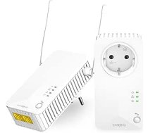 Strong - Powerline 600 Duo Wi-Fi ES komplekts - Powerline 600 Mbps + WLAN adapteris 300 Mbps, ātra piekļuve internetam - Integrēta ligzda - 300 m diapazons - Visiem maršrutētājiem - Hotspot + Ethernet - Balts