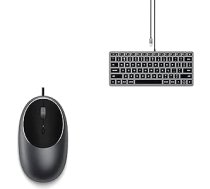 SATECHI Aluminium C1 Kabelgebundene USB C Maus un Slim W1 Tastatur US QWERTY komplekts