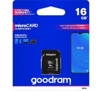 MicroSD 16GB UHS-I atmiņas karte ar adapteri