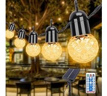 Aourow LED LED saules pasaku gaismas āra apgaismojums, 25 spuldzes 15,5 m garumā, IP44 ūdensnecaurlaidīgs ar 4 spilgtuma līmeņiem un 4 līmeņu laika iestatījumiem, āra apgaismojums dārzam, svinībām, festivāliem, silti balts