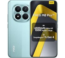 XIAOMI Poco M8 Pro 5G viedtālrunis, 12 GB RAM + 512 GB atmiņa, 6,83 collu 1,5K CrystalRes AMOLED, Snapdragon 7s Gen 4, 50 MP Light Fusion 800 ar OIS, IP68, zaļš, 2 gadu garantija