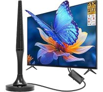 DVB-T2 antena ar iekšējās sienas slēdzi - Zimmerantenne für Fernseher mit Starkem Magnetfuß, 4K UHD Full HD TV antena, 360° Empfang bis 400 km, Kostenlose Sender für alle Smart TV