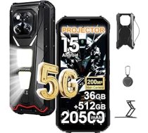 DOOGEE V MAX Play 5G projektora āra viedtālrunis bez līguma, 36GB + 512GB (2TB) 20500mAh (45W) izturīgs mobilais tālrunis, 200MP + 32MP, 6,78 collu FHD + 120 Hz, 1200LM kempinga apgaismojums, IP68/Dual SIM/OTG/NFC/Stends/Speaker