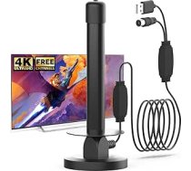 Interne TV-Antenne mit Verstärker - Magnetfuß - 360° Empfang für DVB-T/T2 - Unterstützung 4K und Full HD - einfach zu installieren für Digital-TV - 5 m Koaxialkabel