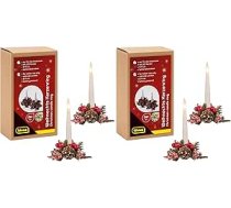 Idena 31905 LED sveces ar Ziemassvētku vainagiem, 2 gabali, sveces gredzeni ar rotaslietām sarkanā krāsā, Ziemassvētku rotājumi iekštelpām, ar baterijām darbināmas sveces (2 gab.)