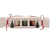 Widdop Ziemassvētku sveču dāvanu komplekts - "Regal Tidings Trio" luksusa aromātiskās sveces svētku krekinga kastītē - klusas nakts, Ziemassvētku eglītes un klementīnes kanēļa aromāti - sezonāla mājas apdare un dāvana