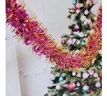 5 Ziemassvētku vītņu komplekts, 8 cm x 2 m dekoratīvs vītņu vainags, mirdzošs piekaramais dekors, Ziemassvētku eglīšu rotājums mājai, Ziemassvētkiem, dārzam, kāzu svinībām, rozā sarkans