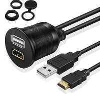 TNP USB HDMI HDMI Flush Mount kabelis - paneļa paneļa USB + HDMI ligzdas ligzdas USB + HDMI ligzdas kontaktdakša spraudnis Ūdensizturīgs savienotājs Pagarinātāja vadu vads vieglajam automobilim, piekabei, laivai, motociklam un citiem (1M / 3FT)