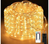 20 m 400 LED gaismas caurule āra gaismai, pasaku gaisma IP65 ūdensizturīga ar tālvadības pulti, 8 režīmi, aptumšojama, diametrs 7,5 mm, īpaši bieza virves gaisma Ziemassvētku apgaismojumam, dārza žogam, terasei, svinībām
