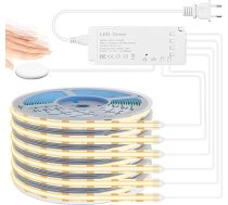 Lichaser COB LED LED sloksne 2 m, 6 ruļļi 12 V akustisko paneļu LED sloksne silti balta, jutīga pret pieskārienu, dimmera slēdzis COB LED akustisko paneļu apgaismojumam skapju virtuves vitrīnu plauktiem plaukti