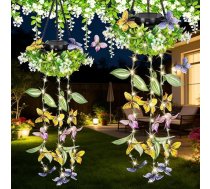 Saules gaismas, 2 Pack Hängende Künstliche Pflanzen Lichterkette, 48 LED Solar Hängende Garten L-Lights mit IP65 Wasserdicht, Geschenk für Hochzeit Terrasse Hof Veranda Hof