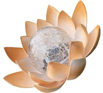 Solar Lotusgartenleuchte mit Glas Kugel LED Solar Landschaftslicht für Außen mit Stabilem Standfuß Automatische Solarbetriebene Garten Solarleuchte für Terrasse und Hof