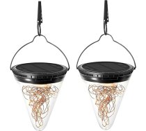 Solar-LED-Hängeleuchten für den Außenbereich, wasserdicht, Gartendekoration, Camping-Laternen, warmes Licht, 3000 K, wetterbeständig, 2 Stück für Terrasse, Hof, Bäume