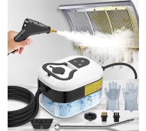 2500 W 4,5 bāru tvaika tīrītājs ar rokas ierīci, 1200 ml tvertne, pārnēsājams augstspiediena tvaika tīrītājs, 6 regulējami ātrumi, 4 birstes galviņas, logiem, virtuvei, grīdai, visām virtuves mēbelēm.