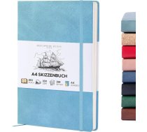 BEECHMORE BOOKS Skiču burtnīca A4 (21,0 × 29,7 cm) - Vegan Leather Hardcover 156 lappuses 160 g/m² | Perforēta, Lay-Flat, tukša skiču burtnīca, dāvanu kaste, skiču blociņš zīmēšanai, gleznošanai, jauktajiem medijiem