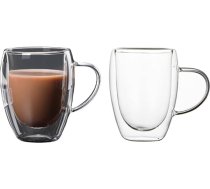 2 x 350 ml dubultstikla glāzes Latte Macchiato Stikla kafijas glāzes ar divām sieniņām Borosilikāta stikla kafijas glāzes ar rokturi Caurspīdīgas karstumizturīgas termiskās kafijas krūzes Kapučīno, Espresso, tējas dzeršanas glāzes,