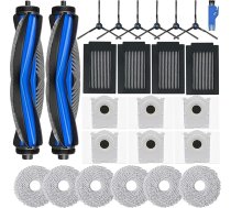 25 piederumu komplekts Ecovacs Deebot T50 Pro Max putekļsūcējam, 2 galvenās birstes, 4 HEPA filtri, 6 putekļu maisiņi, 6 salvetes, 6 sānu birstes, 1 tīrīšanas birste