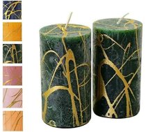 Adventes sveces ar zelta rakstu - 2 gabaliņi - Rustikāla virsma - Sveces/Kristīgās sveces - Ziemassvētki/Kristīgo vainags/Adventes vainags (mednieka zaļš, augstums 11 cm / diametrs 6 cm - 2 gabaliņi)