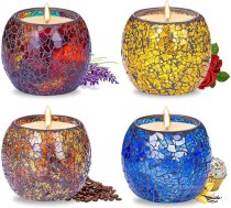 Larcenciel aromātiskās sveces dāvanas sievietēm, 4 x 160 g sojas vaska aromātisko sveču dāvanu komplekts - rožu lavandas kafijas vaniļas aromāta svece, 120 stundu degšanas laiks Mātes dienai Dzimšanas diena Spa vanna Joga