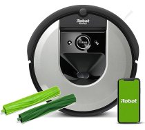 iRobot Roomba i7 (i7156) robotizētais putekļsūcējs ar lietotnes vadību, divas gumijas birstes, kartēšana, tīrīšana pēc telpām un objektiem, saderīgs ar balss funkciju, komplektā ar 1 komplektu ar 2 oriģinālām rezerves gumijām