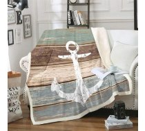 Loussiesd Enkura sega 150 x 200 cm Jūras tēma sega Vintage Timeworn Weathered Koka dēļi Rustic Cuddly sega Svars Flanel Fleece sega Soft, Brown