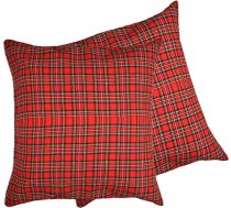 Ziemassvētku spilvendrānas pārvalki Sarkanais Tartans 18" x 18" (45cm x 45cm) 2 Pack