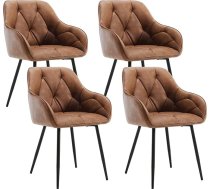 WOLTU Dining Room Chairs Set of 4 for Dining Room Living Room Ergonomic Kitchen Chairs Upholstered with Armrests Metal Legs Vintage Faux Leather Seat Brown