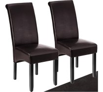 tectake® Set of 2 Chairs, Faux Leather Chairs with High Backrest, Ergonomic Shape, Perfect for Dining Table, Dining Room Chairs, Kitchen Chairs or Living Room - Brown