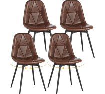 Lestarain Set of 4 Swivel Dining Room Chairs Kitchen Chairs Upholstered Chair Faux Leather Kitchen Chairs with Padded Seat Ergonomic Design for Dining Room/Living Room/Kitchen/Bedroom, Brown