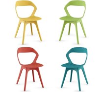 HOMASIS Set of 4 Dining Room Chairs, Ergonomic Kitchen Chairs with Backrest, Plastic Living Room Chairs, Maximum Load 150 kg, Dining Chairs for Dining Room, Kitchen, Living Room, Colourful