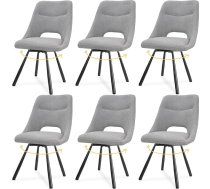 LEWE Swivel Dining Room Chairs, Set of 6, Automatic Returning Seat, 180° Swivel Chair, Ergonomic Upholstered Chair, Armless, Dining Room, Living Room, Bedroom, Cashmere Fabric - Grey