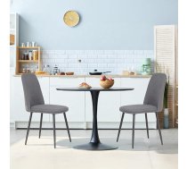 ALBATROS BONO Dining Room Chairs, Set of 2, Grey, Kitchen Chairs in Retro Look, Ergonomic & Padded, Velvet Cover & Metal Legs, Comfortable & Easy Care, Dining Room, Living Room