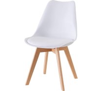 Baroni Home Dining Chair or Office Chair with Wooden Legs, Ergonomic Chair with Integrated Cushion, 57 x 48 x 79 cm (1, White Wooden Legs)