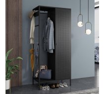 [lv.casa] Puumala Skapis 180 x 80 x 45 cm Guļamistabas skapis Metāla skapis ar 4 nodalījumiem un 1 drēbju turētāju Garderobes skapis Metāls melns