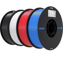 Creality PLA filaments 1,75mm 4kg, 3D Drucker Filament Ender-PLA, blīvums +/-0,02mm, iepakojums (4 x 1kg, Weiß+Schwarz+Rot+Blau)