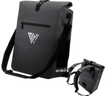 MIVELO velosoma bagāžniekam – 3-in-1 bagāžnieka soma, mugursoma, plecu soma – 100 % ūdensizturīga un bez PVC – soma velosipēdam ar noņemamu somu klēpjdatoram (melnā krāsā ar atstarojošiem elementiem)