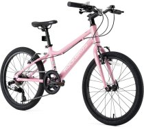 ROCKBROS SLT velosipēds 20 collas 115–145 cm garām meitenēm, 7 ātrumu S-Ride K200 pārnesumu pārslēdzējs un viegls alumīnija rāmis, V-bremzes un caurumiem izturīgas riepas, iesācēju kalnu velosipēds 6–10 gadu vecumam
