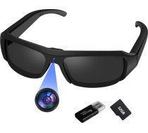 Ninsanmoon saulesbrilles sporta kamera HD 1080P brilles mini darbības kamera 32 GB saulesbrilles sporta darbības kamera ierakstīšanai pārgājieniem, braukšanai ar velosipēdu un citām āra aktivitātēm – melna