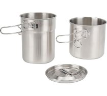 Qcwwy āra nometnes virtuves piederumu komplekts, salokāms nerūsējošā tērauda krūze, universāls virtuves katls, 700 ml/1000 ml, piemērots pārgājieniem un kempingam