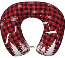 Ziemassvētku eglīte Bufalo Plaid ceļojuma spilvens Memory Foam kakla spilvens atbalsts Lidmašīnas spilvens ceļojumiem, miega atpūtai, automašīnā, vilcienā un mājās