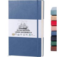 BEECHMORE BOOKS A3 skiču burtnīca (29,7 x 42 cm) - Vegan Leather Hardcottage, 160 lappuses, 160 g/m² | Perforēta, tukša skiču burtnīca, dāvanu kaste, aizmugurējā kabata, grāmatzīmes lente